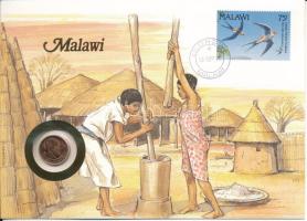 Malawi 1991. 1t felbélyegzett borítékban, bélyegzéssel, német nyelvű tájékoztatóval T:UNC  Malawi 1991. 1 Tambala in envelope with stamp, cancellation and a prospectus in german C:UNC