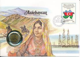 Azerbajdzsán felbélyegzett borítékban, bélyegzéssel, német nyelvű tájékoztatóval, benne Oroszország 1991. 10R T:UNC  Azerbaijan in envelope with stamp, cancellation and a prospectus in german, in it Russia 1991. 10 Rubles C:UNC