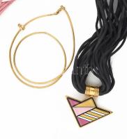 Michaela Frey 2 nyaklánc, egyik jelzett, zománc és arany dekorral, jelzett, hibátlan, + karlánc