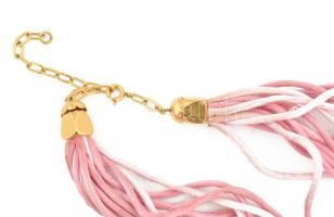 Michaela Frey 2 nyaklánc, egyik jelzett, zománc és arany dekorral, jelzett, hibátlan, + karlánc