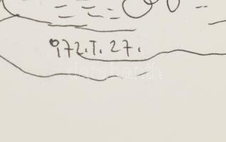 Reich Károly (1922-1988): Ketten, nyomat, papír, utólagos jelzéssel, paszpartuban, 27,5×21 cm