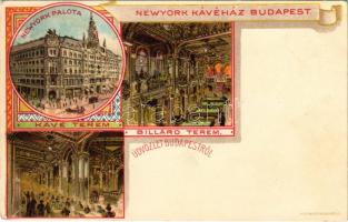 Budapest VII. New York Kávéház és Palota, Kávé és Biliárd terem, belső. Kosmos Art Nouveau litho (Rb)