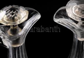 Biedermeier kiöntő pár, klf dugókkal, cca 1860, javításokkal, m: 32 cm