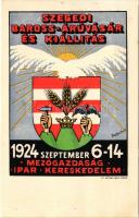 1924 Szegedi Baross-Áruvásár és Kiállítás, Mezőgazdaság, Ipar és Kereskedelem 1924. szeptember 6-14. Vitéz Csetneky Testvérek bőr és cipészkellék kereskedése és papucs különlegességek készítése és raktára / Hungarian Trade Fair and Exhibition advertisement card s: Tzschöcke (EK)