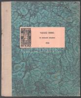 Vadász Endre (1901-1944): Tiz rézkarc ex libris 1935. Berei Soó Rezső, Renato Fleri és Kardos László bevezetőivel. Debrecen, 1935, Debreceni Officina, (Lehotai Pál-ny.), 5 sztl. lev. + 10 t. Kiadói félvászon-kötés, kopott borítóval, sérült gerinccel, a mappa oldalsó és felső "füle" leszakadt és az alsó sérült, a lapok és a táblák szélein kis sérüléssel, de a rézkarcokat nem érintik. Számozott (32./50) példány, alatta azonosítatlan aláírással.   Rézkarc, papír, jelzett, cca 9x9 cm és 11x7 cm közötti méretben.  Mappa: 28x23 cm. / 10 ex libris, etching on paper, all of them signed