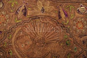 cca 19. sz. vége, Fémszálakkal szőtt keleti díszterítő. Sérüléssel, kiegészítéssel, 102x75 cm