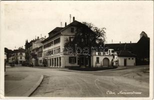 1934 Olten, Aarauerstrasse / street view, shops, automobile (EK)