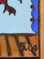 Táncosnő. Tűzzománc kép, keretben, jelzett, 28x16 cm