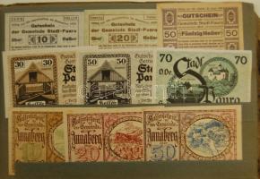 Ausztria 1920-as évek eleje 425 db szükségbankjegy sok különbözővel, részben eredeti berakóban T:I(t...