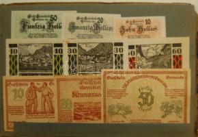 Ausztria 1920-as évek eleje 425 db szükségbankjegy sok különbözővel, részben eredeti berakóban T:I(t...