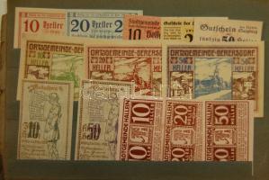 Ausztria 1920-as évek eleje 425 db szükségbankjegy sok különbözővel, részben eredeti berakóban T:I(t...