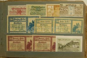 Ausztria 1920-as évek eleje 425 db szükségbankjegy sok különbözővel, részben eredeti berakóban T:I(t...