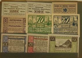Ausztria 1920-as évek eleje 425 db szükségbankjegy sok különbözővel, részben eredeti berakóban T:I(t...