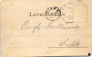 1900 Gyönk (Tolna), Nagyvendéglő és vendégfogadó, Református gimnázium. Nyom. Engel Art Nouveau, flo...