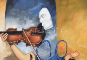 Szendrei József (1989-, "Pesti Józsi"): Csak a zene van. Olaj, vászon. Jelezve jobbra lent...