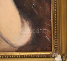 Szendrei József (1989-, "Pesti Józsi"): Hölgy pohárral. Olaj, vászon. Jelezve jobbra lent....