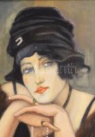 Szendrei József (1989-, "Pesti Józsi"): Hölgy pohárral. Olaj, vászon. Jelezve jobbra lent....