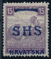 SHS 1918 Fehérszámú Arató 15f, Certificate: Tihomir Bilandzic (**22.000)