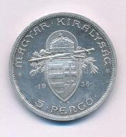 1938. 5P Ag "Szent István" T:AU,XF kis patina 
Adamo P8.1