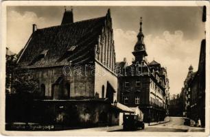 1937 Praha, Prag, Prague; Synagoga / The Old New Synagogue, automobile (fa)