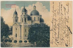 1909 Chernivtsi, Czernowitz, Cernauti, Csernyivci (Bukovina, Bucovina, Bukowina); Kathedralkirche / cathedral (glue marks)