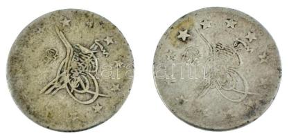 Oszmán Birodalom 1876. (1293/11) 2k Ag "II. Abdülhamid" + 1887. (1293/19) 2k Ag "II. ...
