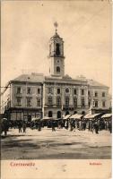 1906 Chernivtsi, Czernowitz, Cernauti, Csernyivci (Bukovina, Bucovina, Bukowina); Rathaus / town hall, market, shop of Heinrich Sause (EK)