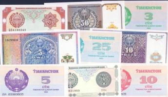 Üzbegisztán 9db klf modern bankjegy T:I