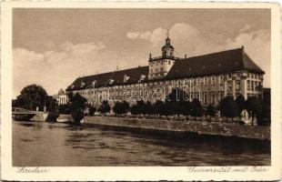 Wroclaw, Breslau; Universität mit Oder / university, riverside