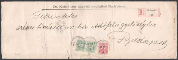 1898 2. súlyfokozatú nagy méretű ajánlott levél 2 x 3kr + 5kr bérmentesítéssel &quot;BUDAPEST&quot; (nagyméretű levelek ritkán maradnak meg) (hajtott / folded)