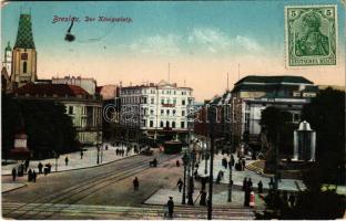 1915 Wroclaw, Breslau; Der Königsplatz / square, tram (EK)