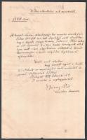 Gönczy Pál (1817-1892) pedagógus, Magyar Földrajzi Társaság egyik alapító tagja, miniszteri tanácsos, későbbi címzetes államtitkár levele hivatalos minisztériumi ügybenn, kisebb lapszéli szakadással.