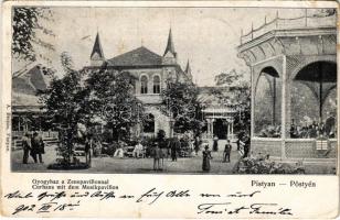 1902 Pöstyén, Piestany; Gyógyház a zenepavilonnal. A. Bernas kiadása / Curhaus mit dem Musikpavillon / spa, music pavilion (EB)