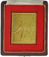 1959. "Néphadsereg Bajnokság" egyoldalas bronz díjplakett, hátoldalán "1959. évi heő. tiszti I. labdarúgó bajnokcsapat" gravírozással, eredeti tokban (50x59mm) T:XF