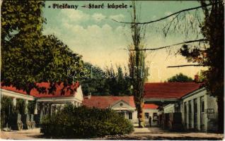 Pöstyén, Pistyan, Piestany; régi fürdő, fürdőkocsik / spa carriages, old bath house (EK)