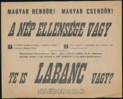 1944 "Magyar rendőr! Magyar csendőr! A nép ellensége vagy (...)", II. világháborús németellenes, kétoldalas röplap, 20x25 cm