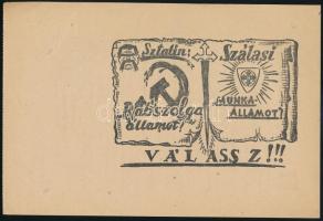 1944, "Honvédek (...) Kitartás! Éljen Szálasi!", II. világháborús kétoldalas röplap, egyik...