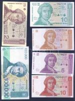 Horvátország 7db klf modern bankjegy T:I