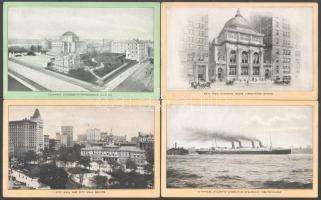 cca 1905 19 db Singer varrógép reklámlap, egyik oldalán New York City látványosságaival illusztrált,...
