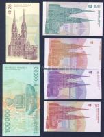 Horvátország 7db klf modern bankjegy T:I