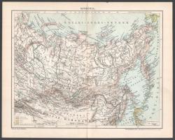 5 db térkép Pallas Nagy Lexikonából és egy litográf illusztráció (Ázsia hegy- és vízrajzi térképe, Á...