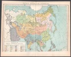 5 db térkép Pallas Nagy Lexikonából és egy litográf illusztráció (Ázsia hegy- és vízrajzi térképe, Á...