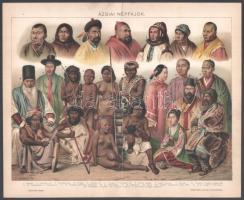 5 db térkép Pallas Nagy Lexikonából és egy litográf illusztráció (Ázsia hegy- és vízrajzi térképe, Á...