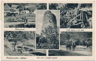 1943 Felsőcsernáton, Csernáton, Cernatu de Sus; Malom, Erdei malom a vár alatt, Ika vára a törökök idejéből, magyar katonák / mill, watermill, castle, Hungarian soldiers (EK)