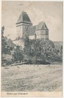 1917 Szászivánfalva, Eibersdorf, Ibisdorful Sasesc, Ighisul Sasesc, Ighisu Nou; Evangélikus erődtemplom. Photograph J. Guggenberger / Lutheran castle church (lyuk / pinhole)