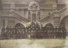 1908 Budafoki szőlészeti és borászati tanfolyam résztvevőinek csoportképe, nagyméretű fotó, Hollenze...