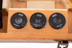 Gamma mikrofotografáló feltét, lencsékkel, dobozában