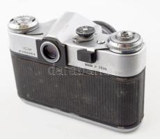 Zenit-E fényképezőgép, Helios-44 optikával, bőr tokjában, dohos lencsével