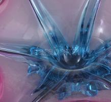 Murano "Splash" kínáló, anyagában színezett üveg, cca 1960, jelzés nélkül, 34x34 cm