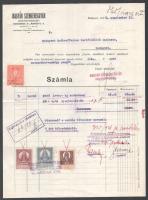 1928 Bp., Magyar Szénkéneggyár Rt. fejléces számla, Budapest Székesfőváros Fertőtlenítő Intézete részére kiállítva, okmánybélyegekkel